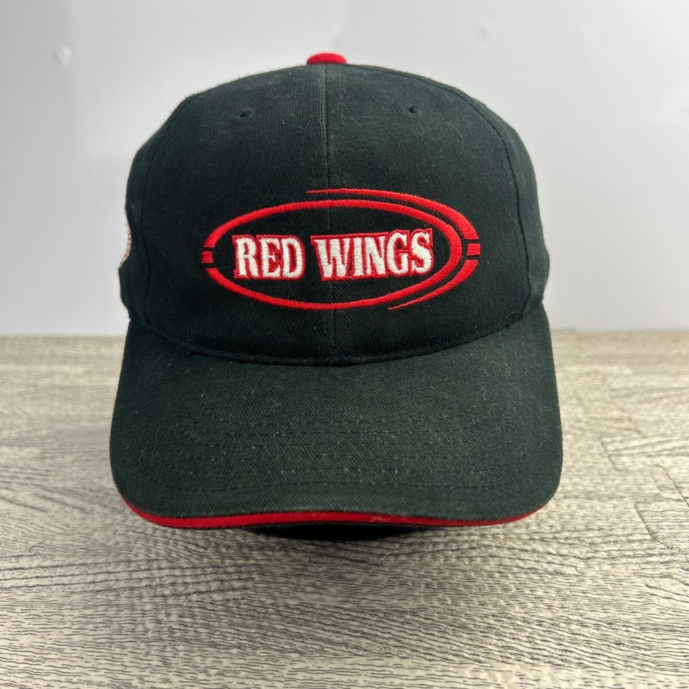 Vintage 90s Annco Detroit Red Wings Hat Cap Snap Back Adjustable Black NHL Adult